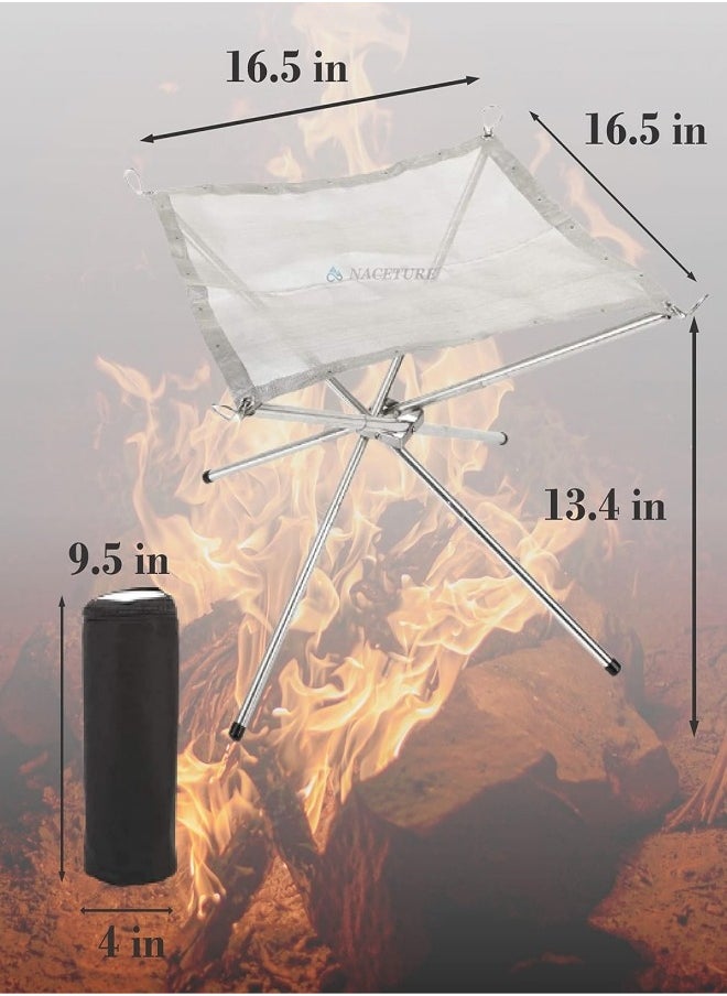 nubite - Portable Outdoor Fire Pit 16.5 Inch Upgrade Foldable Stainless Steel Mesh Fire Pit Wood Burning, Collapsible Fireplace Space Saving Perfect for Camping, Backyard, Patio, Garden,Outdoor Gift(Carrying Bag Included) - Image 1