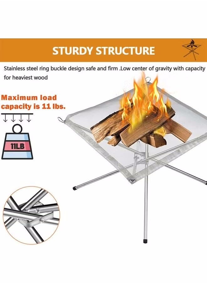 nubite - Portable Outdoor Fire Pit 16.5 Inch Upgrade Foldable Stainless Steel Mesh Fire Pit Wood Burning, Collapsible Fireplace Space Saving Perfect for Camping, Backyard, Patio, Garden,Outdoor Gift(Carrying Bag Included) - Image 1