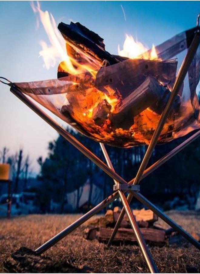nubite - Portable Outdoor Fire Pit 16.5 Inch Upgrade Foldable Stainless Steel Mesh Fire Pit Wood Burning, Collapsible Fireplace Space Saving Perfect for Camping, Backyard, Patio, Garden,Outdoor Gift(Carrying Bag Included) - Image 1