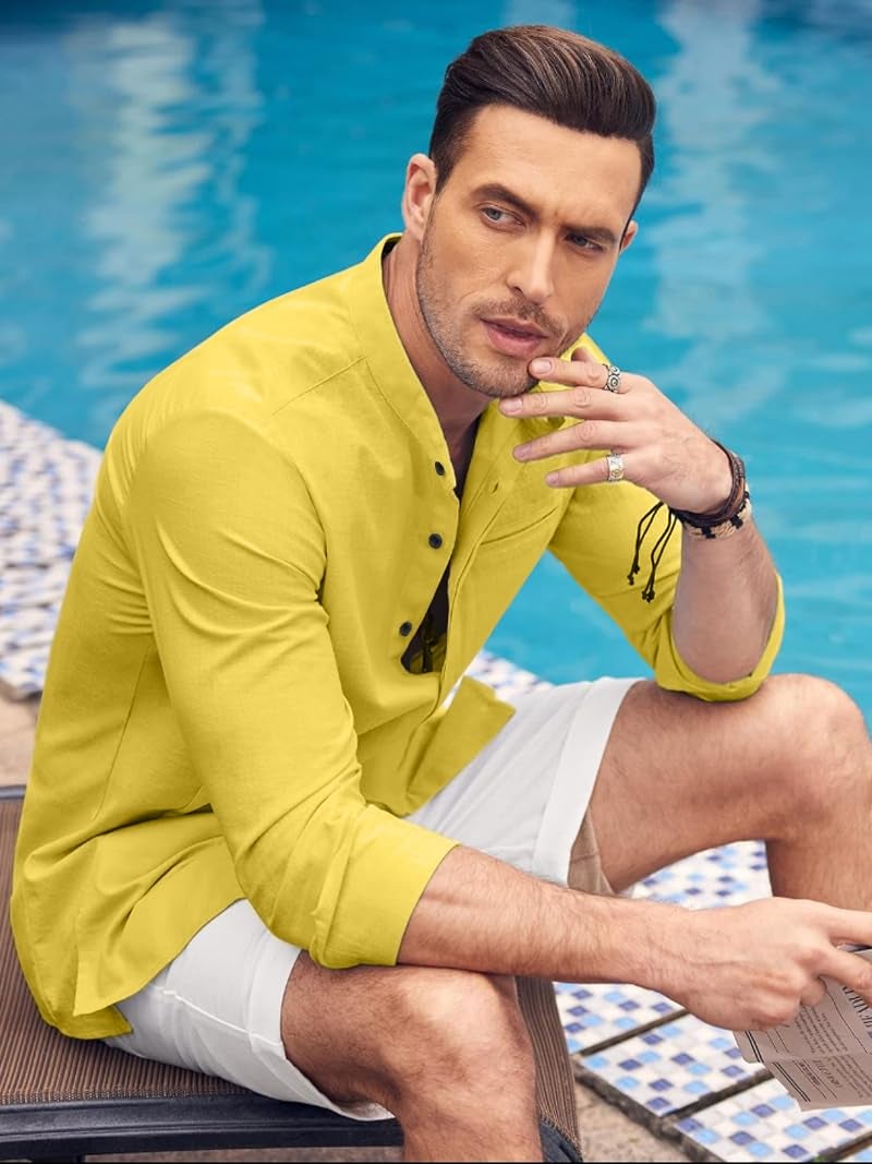 Bellstone Men's Solid Cotton Shirt | Casual | Plain | Full Sleeve | Summer-Regular Fit| Men Stylish Shirt | Everyday Formal Wear |Soft Breathable Fabric | Everyday Smart Casual Wear - Image 3