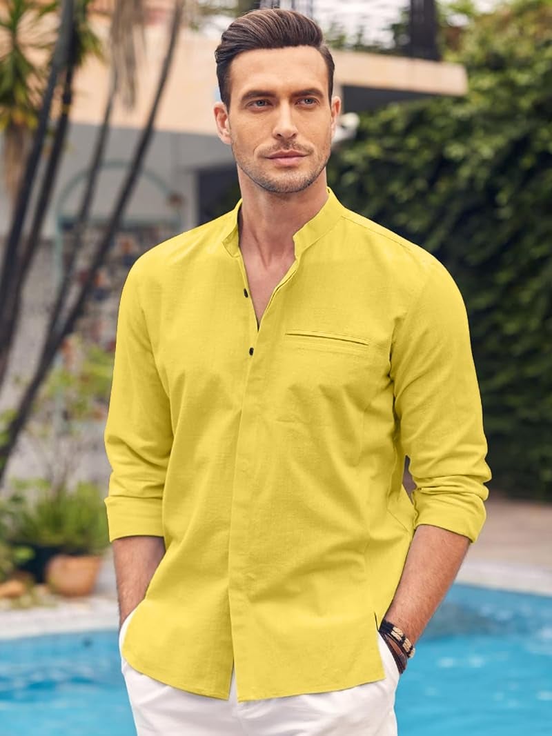 Bellstone Men's Solid Cotton Shirt | Casual | Plain | Full Sleeve | Summer-Regular Fit| Men Stylish Shirt | Everyday Formal Wear |Soft Breathable Fabric | Everyday Smart Casual Wear - Image 5