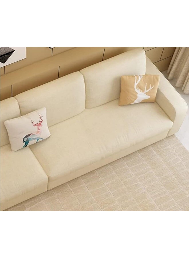 Comfynest مجموعة أرائك المكتب الفاخرة الحديثة على الطراز الاسكندنافي مع قماش قطن ولين (بيج، سرير يمين) - Image 3