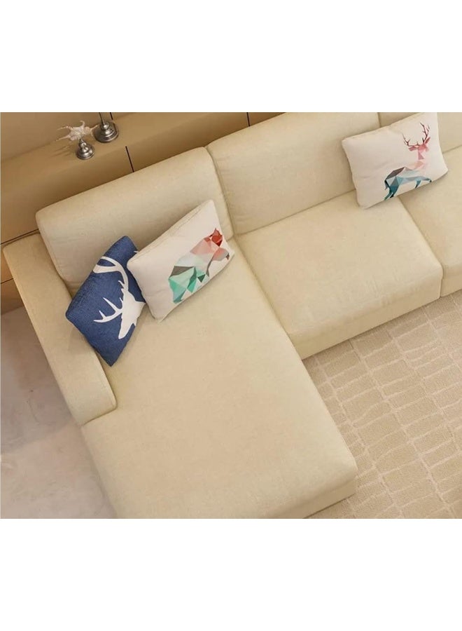 Comfynest مجموعة أرائك المكتب الفاخرة الحديثة على الطراز الاسكندنافي مع قماش قطن ولين (بيج، سرير يمين) - Image 5