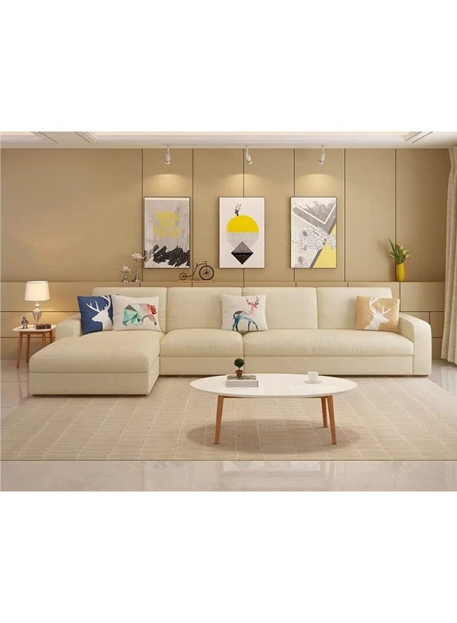 Comfynest مجموعة أرائك المكتب الفاخرة الحديثة على الطراز الاسكندنافي مع قماش قطن ولين (بيج، سرير يمين) - Image 1