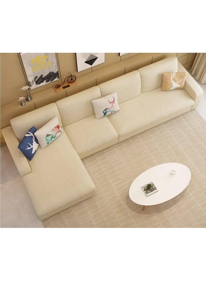 Comfynest مجموعة أرائك المكتب الفاخرة الحديثة على الطراز الاسكندنافي مع قماش قطن ولين (بيج، سرير يمين) - Image 4