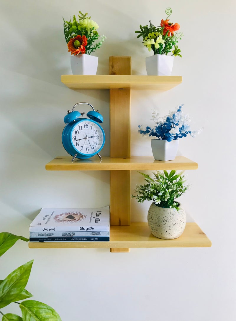 Decorative shelves made of high-quality natural musky wood, insulated with more than one layer of service and transparent paint to preserve the quality, beauty and color of the natural wood , 50/40/30 cm  - Image 1