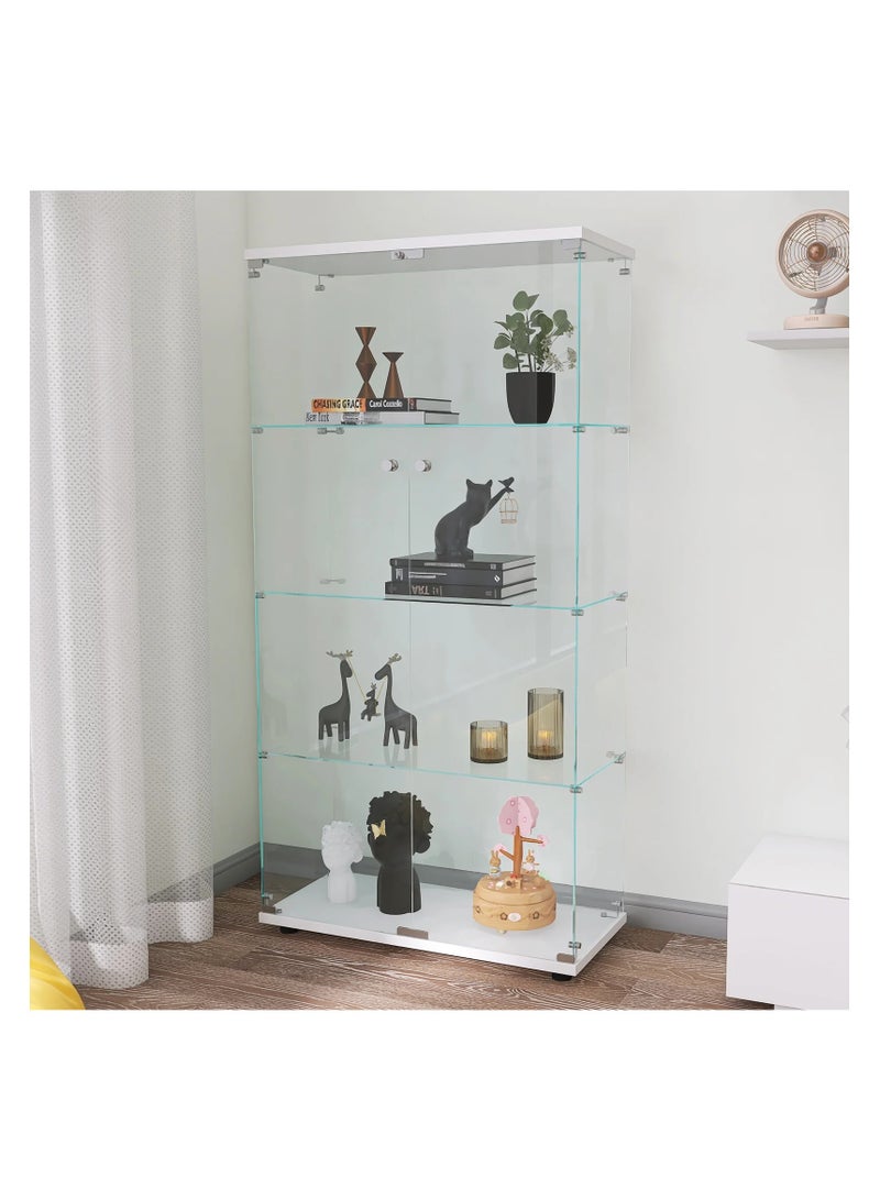 SS 2-Door Glass Display Cabinet with 4 Shelves, Freestanding Curio Bookshelf for Collectibles, 31.7"L x 14.37"W x 64.56"H - Image 1