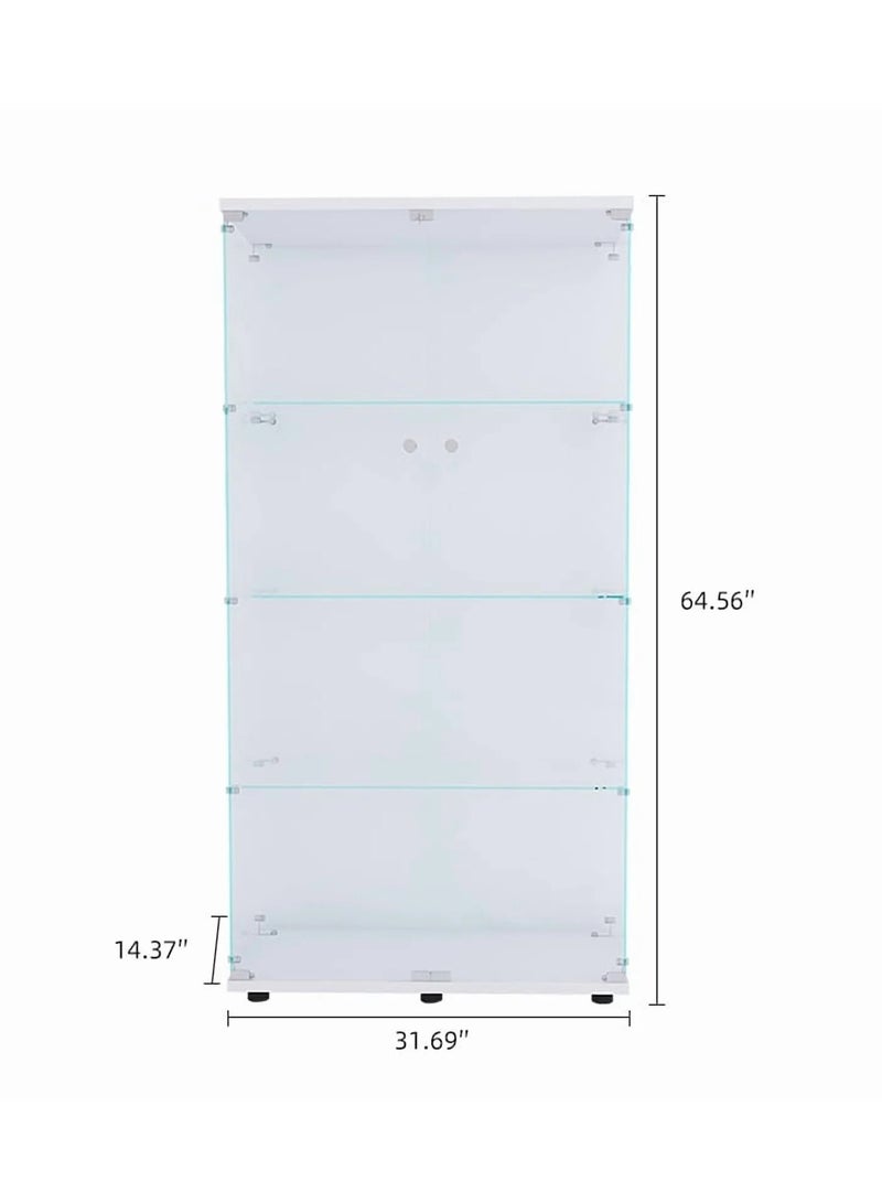SS 2-Door Glass Display Cabinet with 4 Shelves, Freestanding Curio Bookshelf for Collectibles, 31.7"L x 14.37"W x 64.56"H - Image 3
