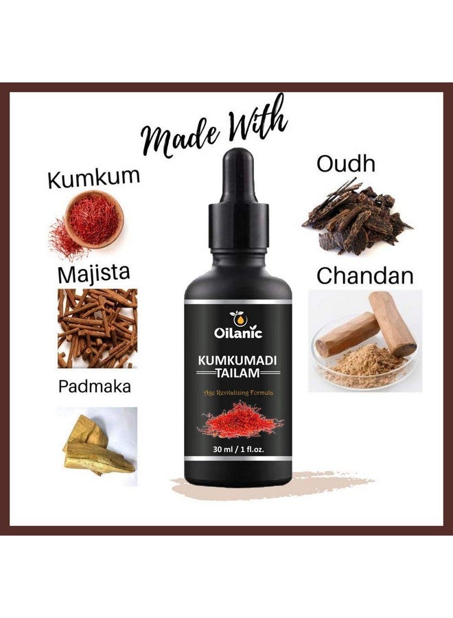 Oilanic Pure Ayurvedic Kumkumadi Tailam for Face (Pack of 1, 30 ml)|Kumkumadi Oil for Glowing Skin kumkumadi Tailam Face Oil Natural Face Oil for Dark Spots Face Serum for Glowing Skin, Anti-Aging| - Image 3
