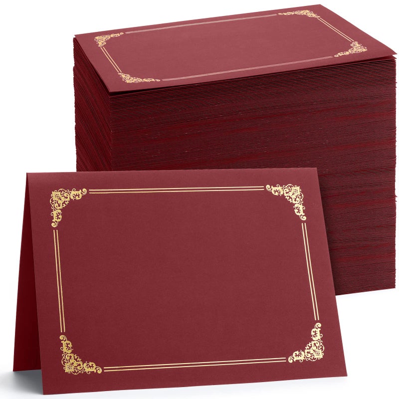 Fainne 80 Pieces Certificate Holders Diploma Holders Document Holder Certificate Covers Certificate Folders with Gold Foil Border for Letter Size 85 x 11 Inches Diploma Documents Awards Red