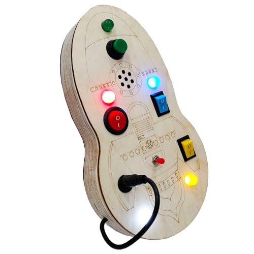 Wembley Busy Board| Interactive & Sensory Busy Board| Rocket-Shaped Joystick with LED Lights & Switches| Educational Toy with English Rhymes| Thoughtful Gift for Kids of 2+ (with Rhymes) - Image 1