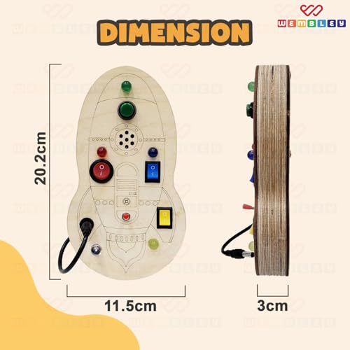 Wembley Busy Board| Interactive & Sensory Busy Board| Rocket-Shaped Joystick with LED Lights & Switches| Educational Toy with English Rhymes| Thoughtful Gift for Kids of 2+ (with Rhymes) - Image 2