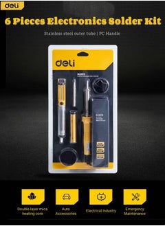 6 Pieces Electronics Solder Kit with Double-layer Mica Heating Core and Solder Wire and Iron Stand and Soldering Iron Tip and Flux and Tin Wire Tube
