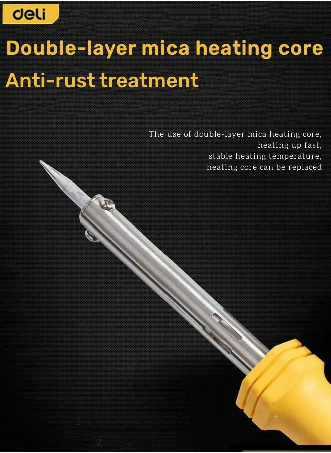 Deli - 6 Pieces Electronics Solder Kit with Double-layer Mica Heating Core and Solder Wire and Iron Stand and Soldering Iron Tip and Flux and Tin Wire Tube - Image 1