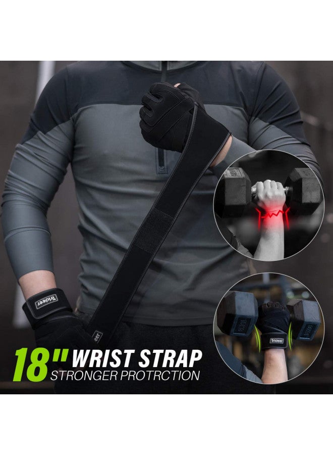 Trideer Trideer Padded Workout Gloves for Men - Gym Weight Lifting Gloves with Wrist Wrap Support, Full Palm Protection & Extra Grips for Weightlifting, Exercise, Cross Training, Fitness, Pull-up  - Image 5
