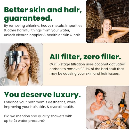 Eskiin Filtered Showerhead Best Shower Head With Filters For Healthy Hair Skin High Pressure Water Softener For Hard Water Reduce Dandruff Protect Colored Hair And Soothe Dry Skin Chrome - Image 3