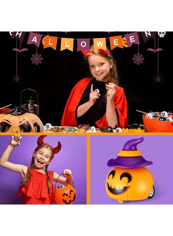 6 قطع ألعاب سيارات شاحنة يقطين شبح  ذات زنبرك، مركبات كرتونية ممتعة للأطفال - Image 2