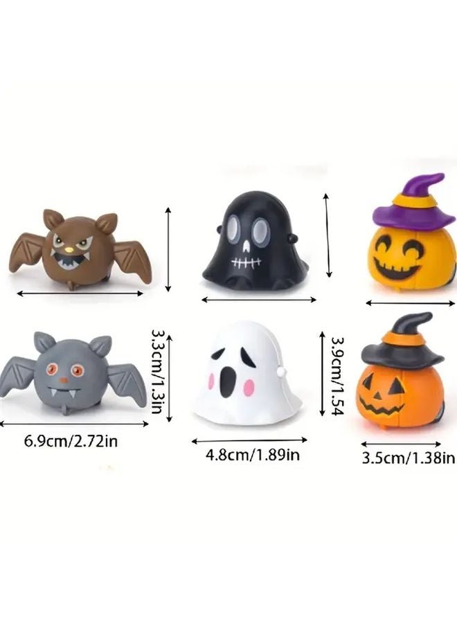 6 قطع ألعاب سيارات شاحنة يقطين شبح  ذات زنبرك، مركبات كرتونية ممتعة للأطفال - Image 3