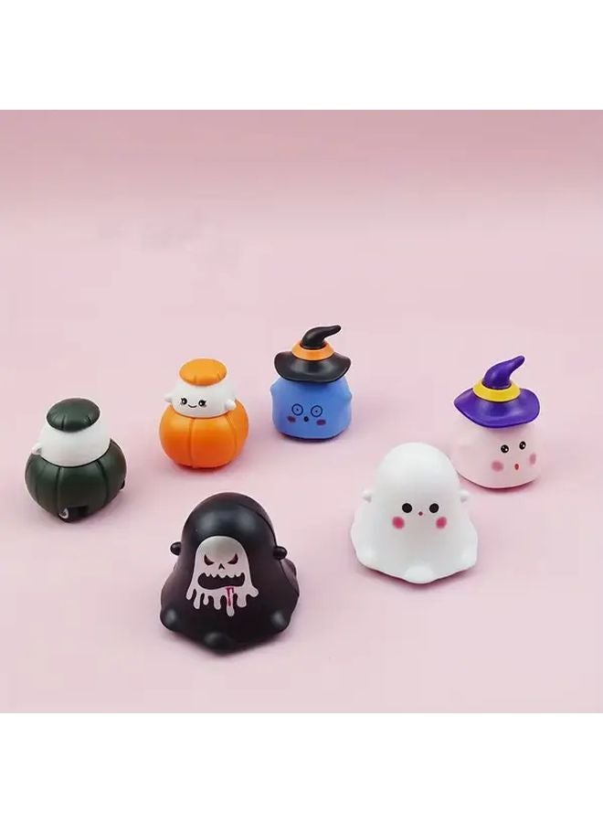 6 قطع ألعاب سيارات شاحنة يقطين شبح  ذات زنبرك، مركبات كرتونية ممتعة للأطفال - Image 1