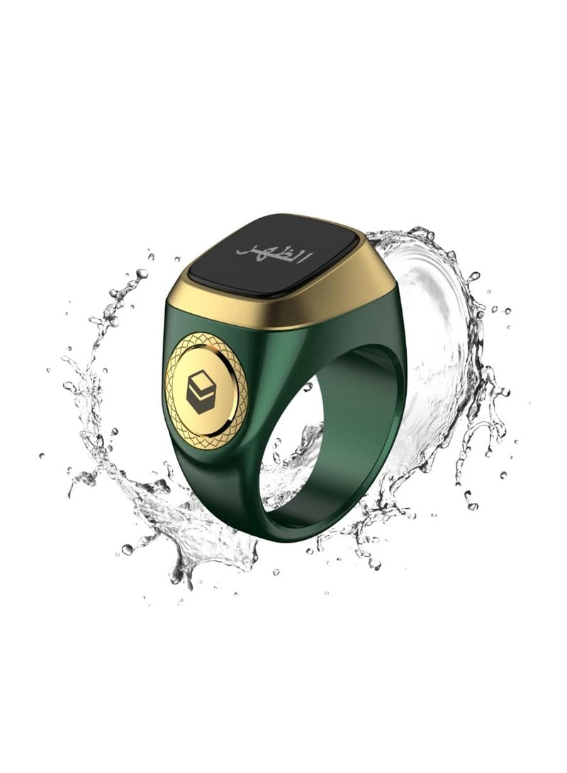 iQIBLA Smart Tasbih Zikr lite Ring, Muslim Prayer, Prayer timing reminder, OLED display Tasbih Counter, Smart Ring, Waterproof- Green 18mm - Image 2