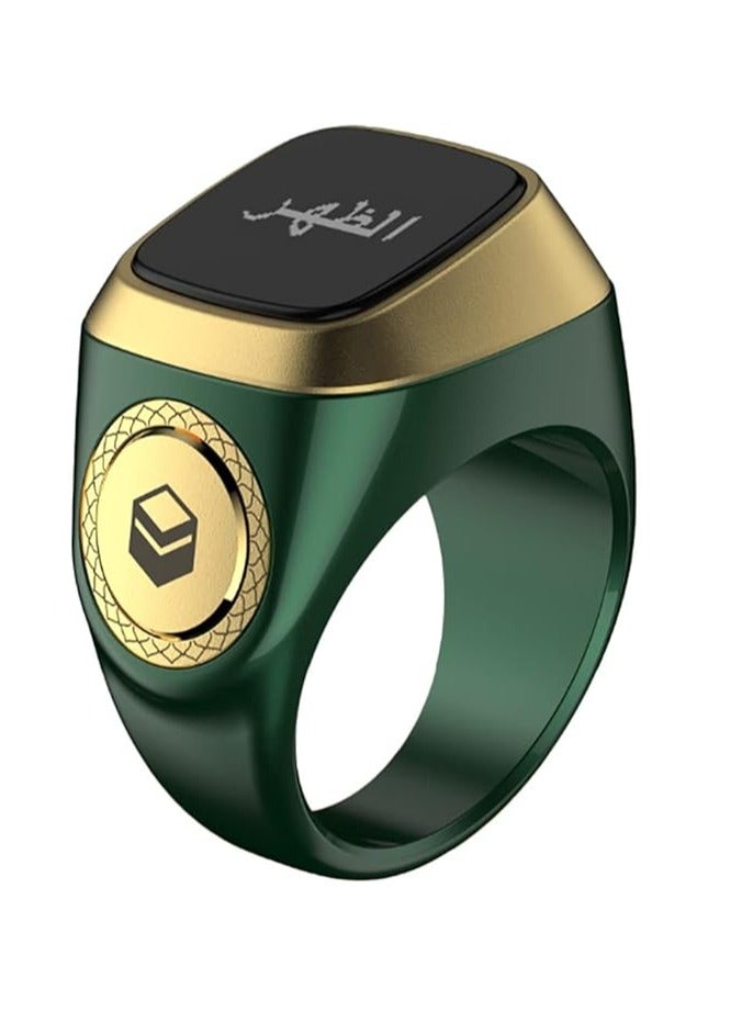 iQIBLA Smart Tasbih Zikr lite Ring, Muslim Prayer, Prayer timing reminder, OLED display Tasbih Counter, Smart Ring, Waterproof- Green 18mm - Image 1