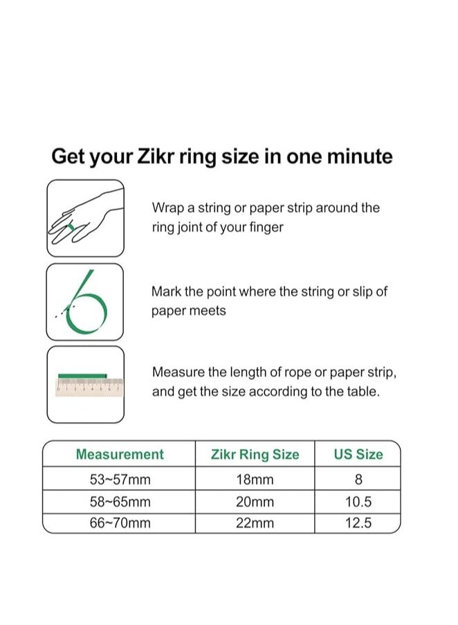 iQIBLA Smart Tasbih Zikr lite Ring, Muslim Prayer, Prayer timing reminder, OLED display Tasbih Counter, Smart Ring, Waterproof- Green 18mm - Image 3