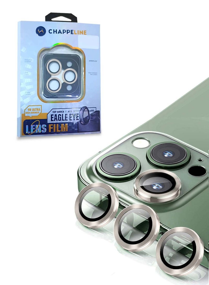 CHAPPELINE Apple iPhone 16 Pro / iPhone 16 Pro Max 2024 CHAPPELINE Premium Alloy Ring Camera Lens Tempered Glass Protector Shield (MLHICR) - Clear/Titanium Grey - Image 1