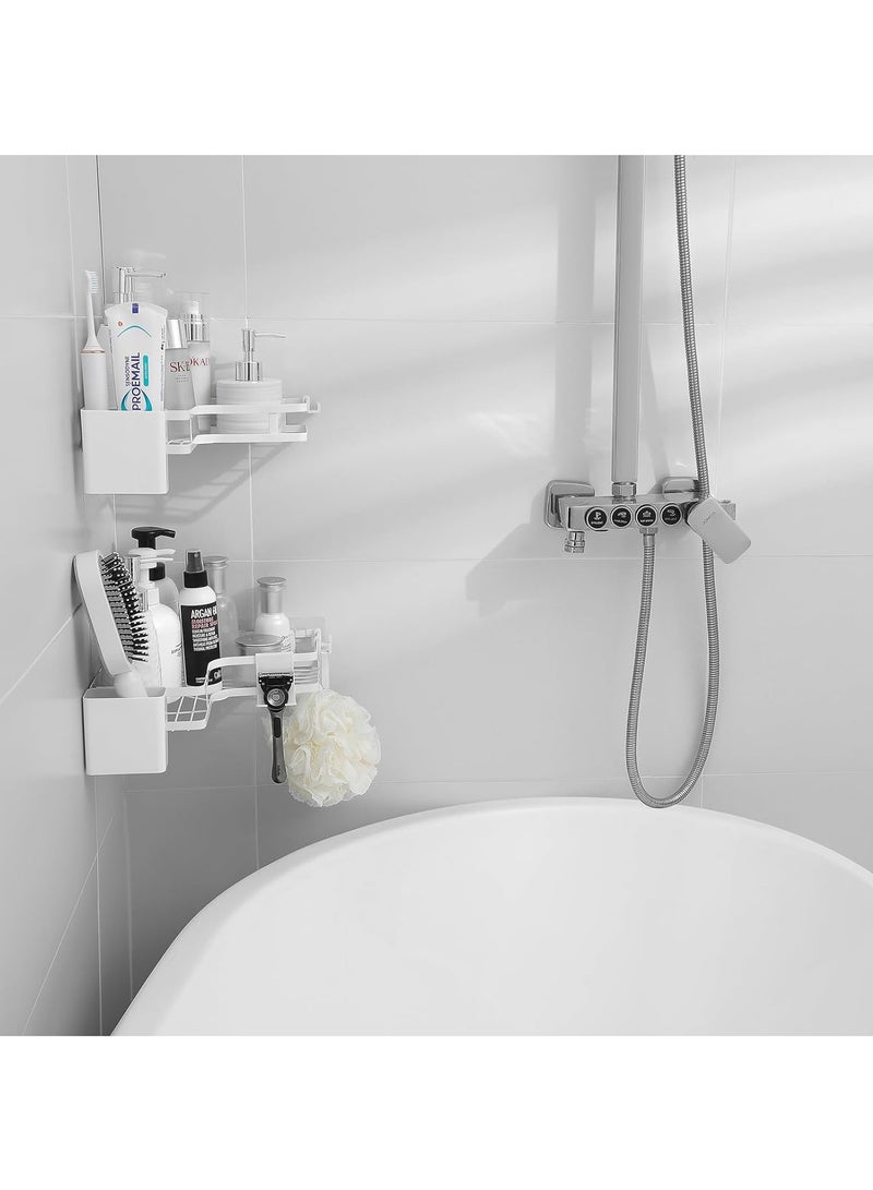 Hihonor Corner Shower Caddy, 2 Pack Rustproof Corner Organizer Shelves, No Drilling Stainless Steel Shower Organizer for Bathroom, Bathtub, Shower Pan, Bath Accessories Shower Caddies (White) - Image 4