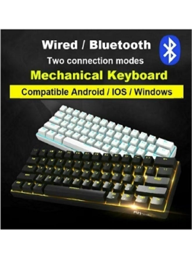 dida-cosmos - 61-Key White Backlight Bluetooth/2.4G Wireless/USB Wired Three Modes Tablet Computer Mobile Office Gaming Keyboard - Image 1