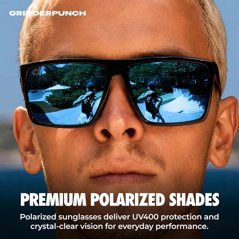 grinderPUNCH نظارات شمسية مستطيلة للرجال والنساء، حماية UV400، مستقطبة، نظارات شمسية خفيفة الوزن للقيادة - Image 3