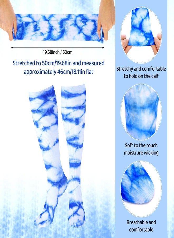 Liitrsh 2 Pairs Tie Dye Socks Sports Soccer Socks Over The Calf Crew Sock for Youth Unisex Women Men Athletic Gifts(Blue) - Image 2