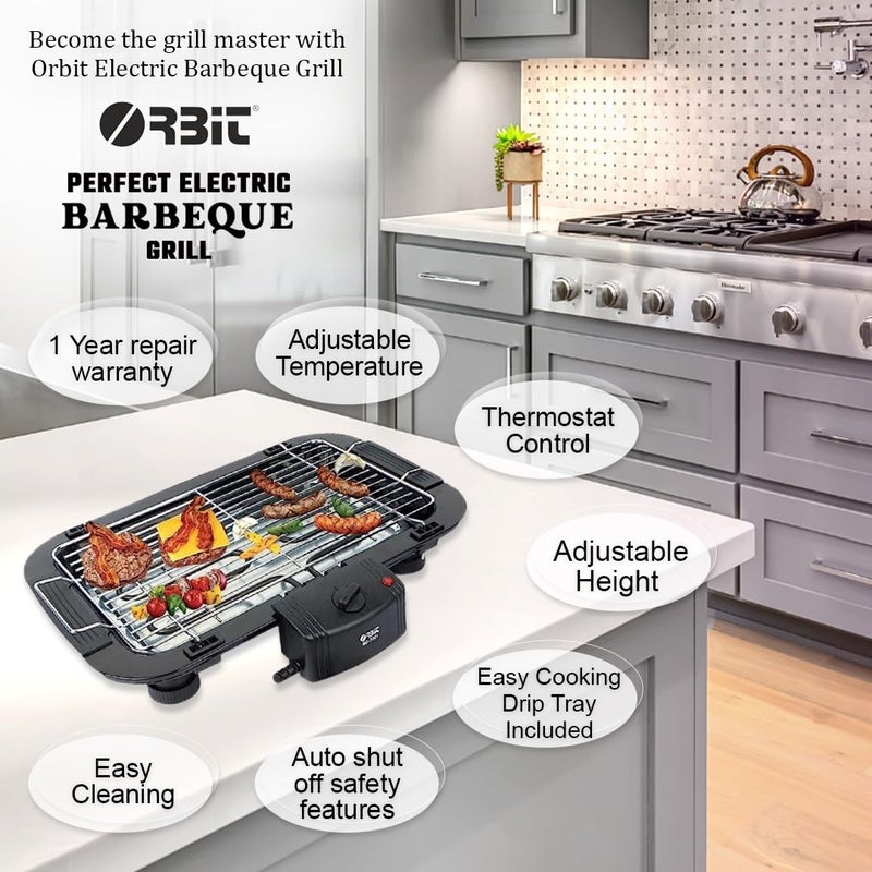 ORBIT Orbit Electric Barbeque Grill 2000w Tandoori Chicken Maker Veg Grill Model 7001 with 5 Skewers Black 1 Year Warranty  - Image 3