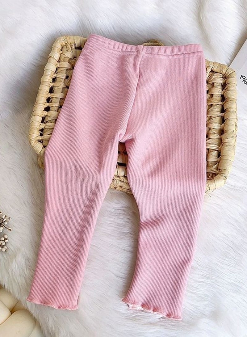 WiNi BEE Girls' Fleece-Lined Legging with 3D Contrast Heart on Hem - Soft Thermal Stretch Pants for Toddler & Kids - Image 3