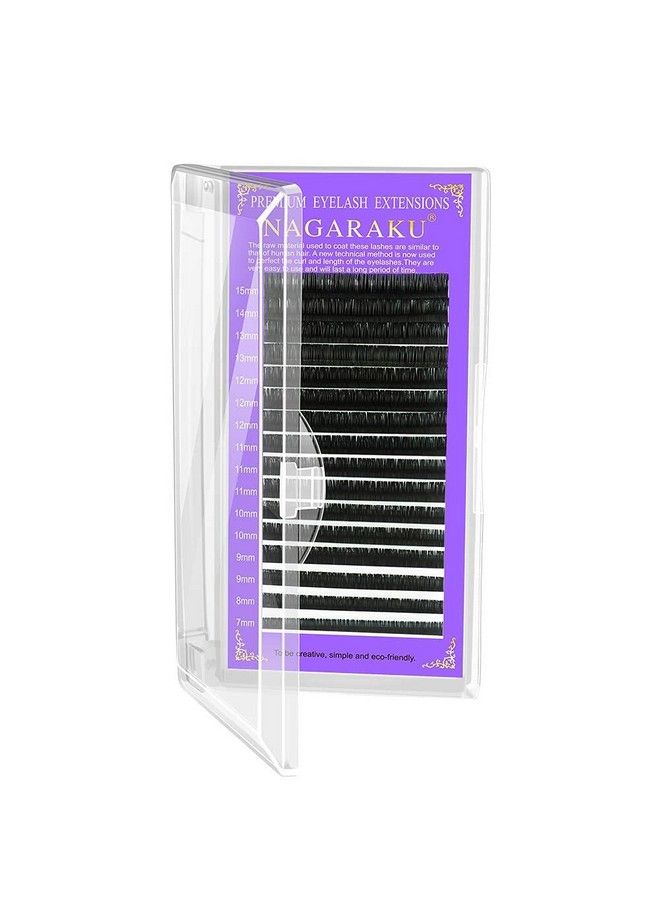 NAGARAKU Eyelash Extensions Individual Lashes 0.12Mm C Curl 12Mm 16 Rows Soft Natural Matte Black Professional Mega Volume Beauty Salon Supplies (12Mm 0.12 C) - Image 2