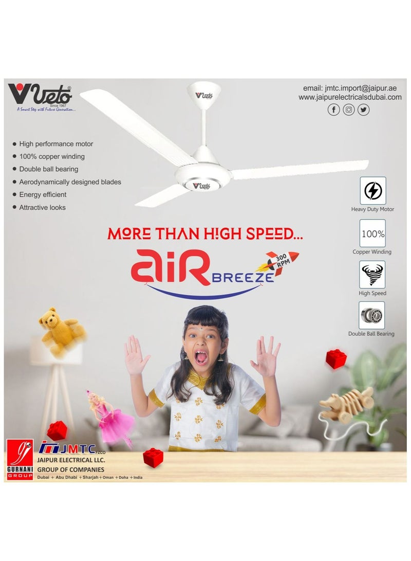 Veto مروحة سقف فيتو 56 بوصة فائقة السرعة 70 وات مضادة للغبار بثلاث شفرات - Image 4