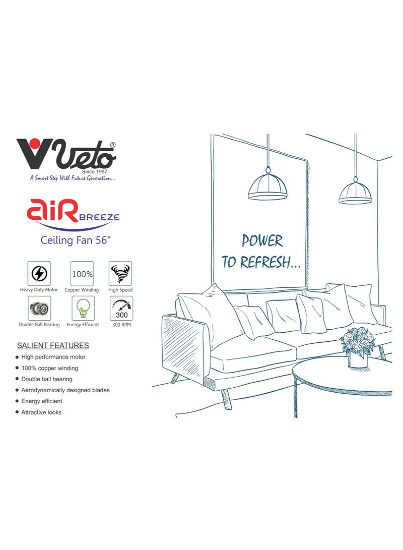 Veto مروحة سقف فيتو 56 بوصة فائقة السرعة 70 وات مضادة للغبار بثلاث شفرات - Image 5
