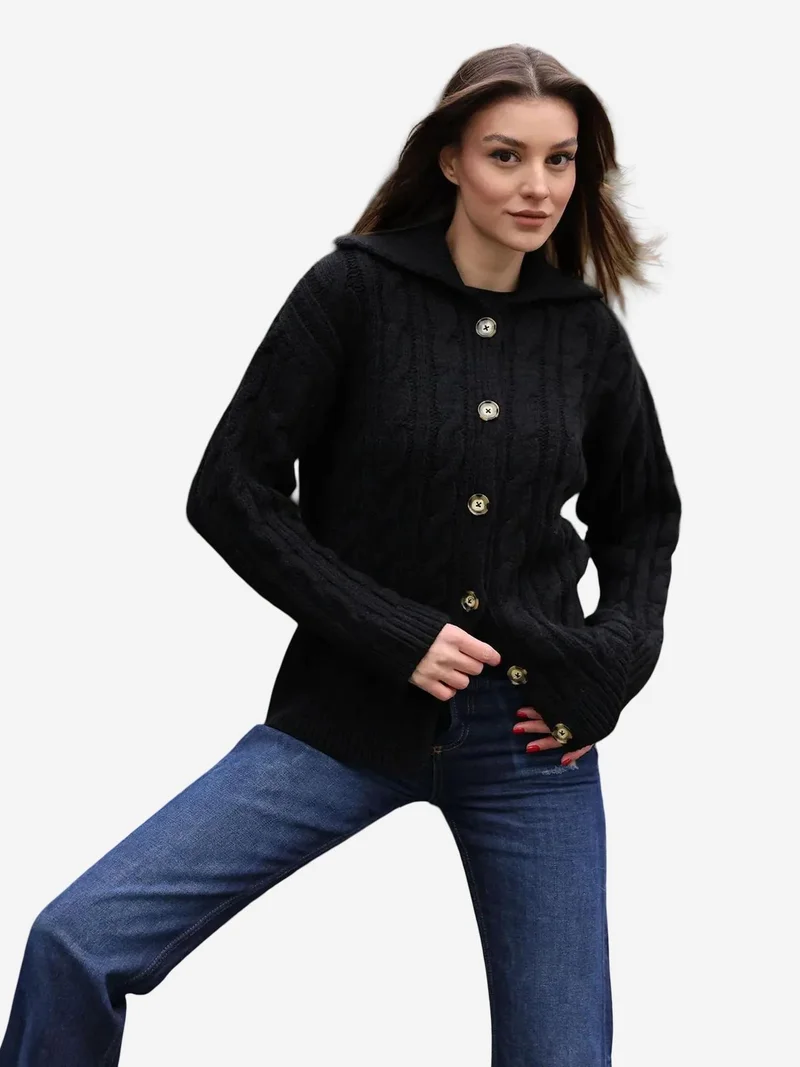 BIG DART BDART Textured Knitwear Cardigan with Shirt Collar