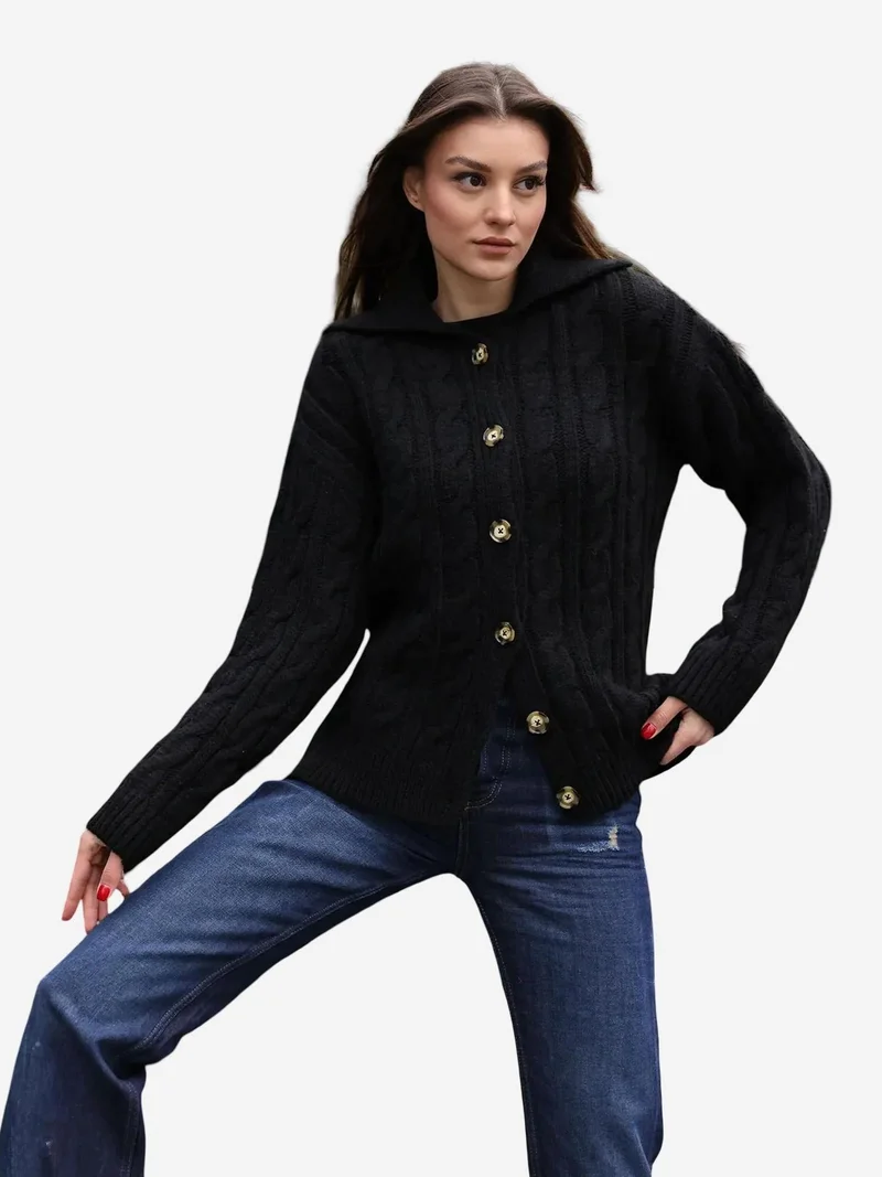 BIG DART BDART Textured Knitwear Cardigan with Shirt Collar