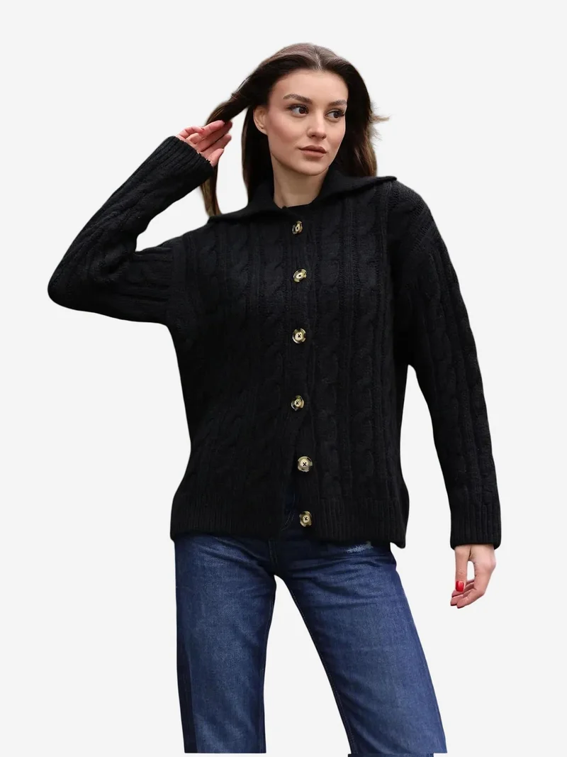 BIG DART BDART Textured Knitwear Cardigan with Shirt Collar