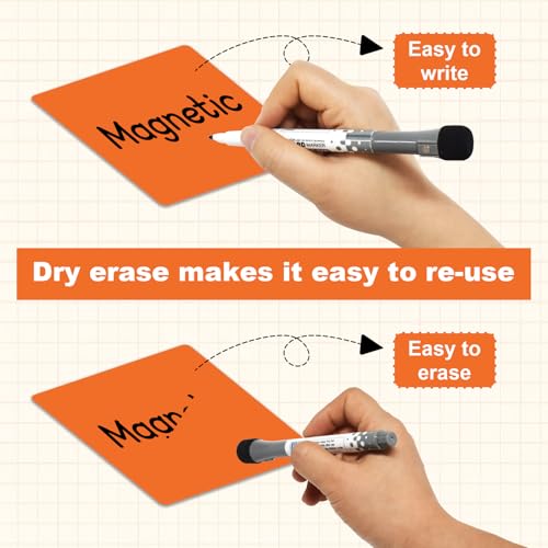 JINGZHAN 12 Pack 3"x3" Reusable Magnetic Sticky Notes, Dry Erase Whiteboard Magnets for Teachers, Classroom & Office Supplies - Eco-Friendly Multi-Color Sticky Notes for Whiteboard, Fridge, Locker, Cabinet - Image 3