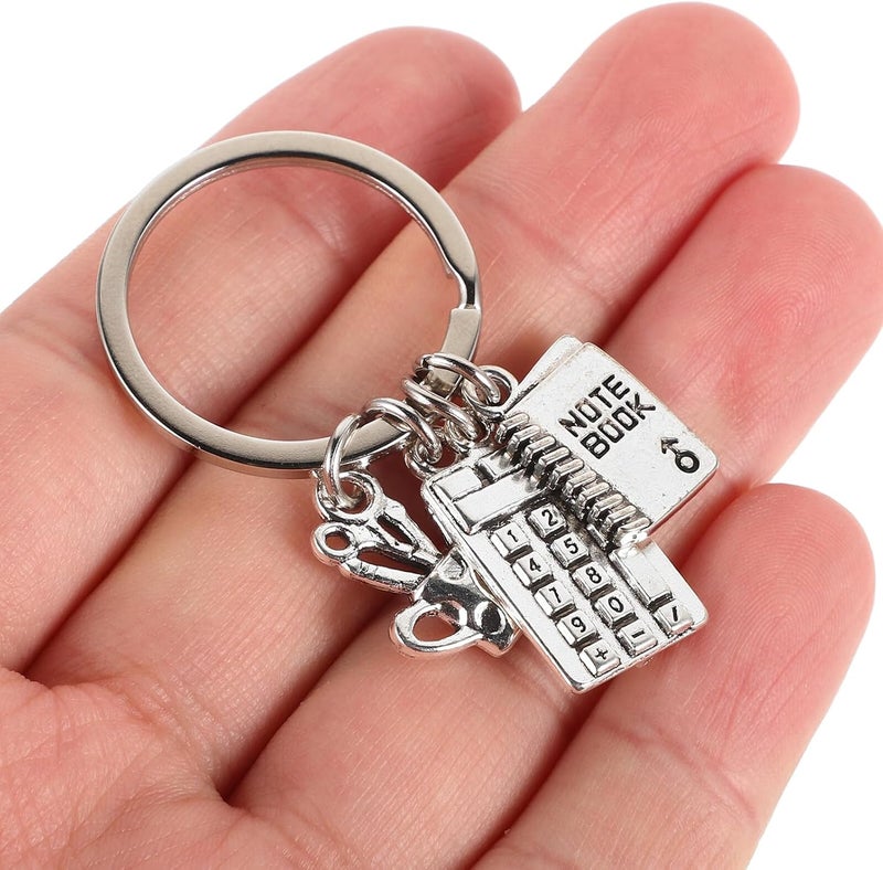 Tofficu Math Teacher Calculator Ruler Notebook Keychain with Carabiner Ring Holder for Teachers and Students Back to School - Image 3