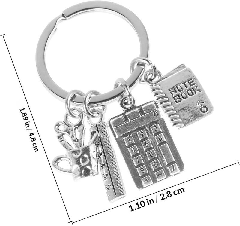 Tofficu Math Teacher Calculator Ruler Notebook Keychain with Carabiner Ring Holder for Teachers and Students Back to School - Image 2