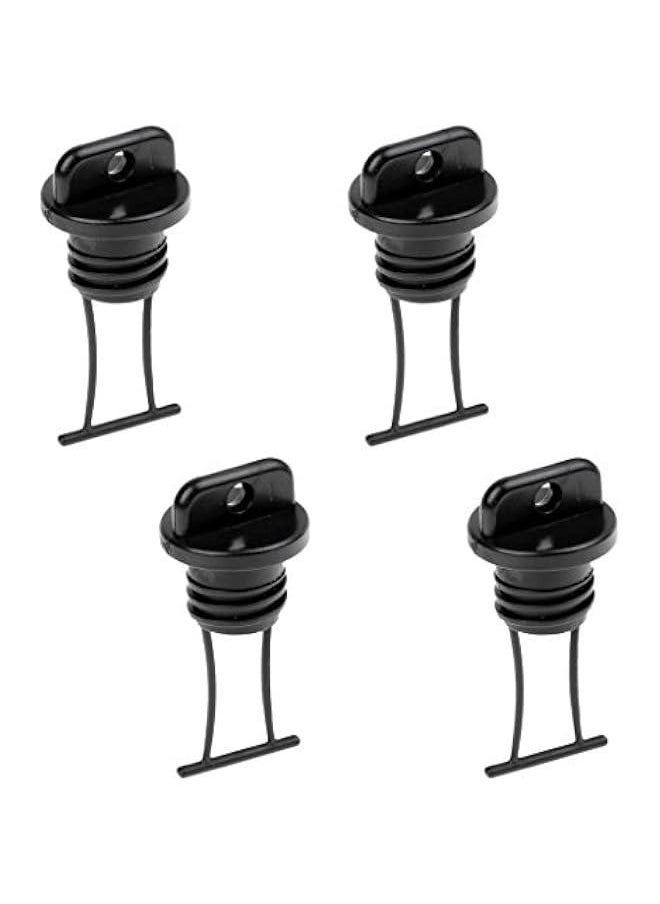 Generic 4 Pieces Black Plastic Hull Drain Plug Kit Kayak Canoe Boat Drain Holes Plugs Replacement Accessories  - Image 1