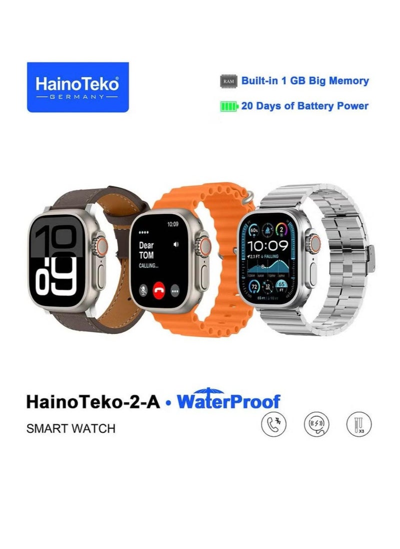 Haino Teko 2 A Smartwatch With Waterproof Full Screen AMOLED Display 20 Days Battery Life and 3 Pair Straps Designed For Ladies and Gents Silver