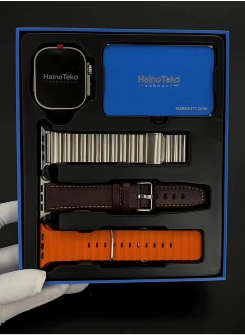 Haino Teko 2 A Smartwatch With Waterproof Full Screen AMOLED Display 20 Days Battery Life and 3 Pair Straps Designed For Ladies and Gents Silver