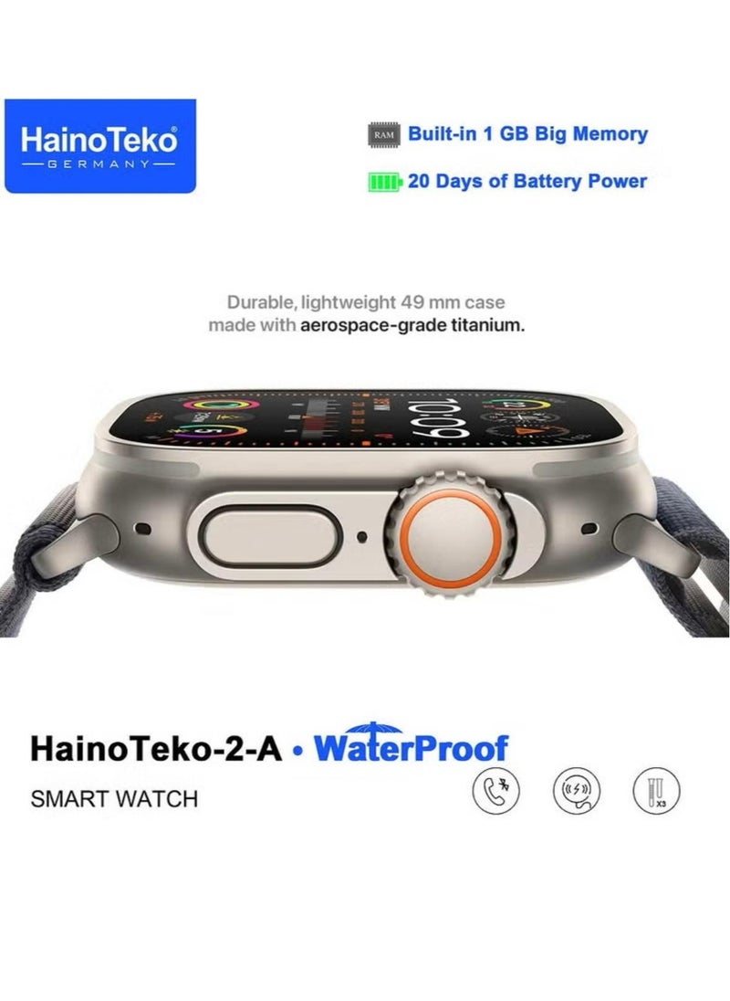 Haino Teko 2 A Smartwatch With Waterproof Full Screen AMOLED Display 20 Days Battery Life and 3 Pair Straps Designed For Ladies and Gents Silver