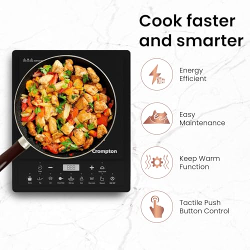 Crompton Instaserve 1600 W Induction Cooktop | 7 One touch Indian Menus | Overvoltage Shield Protection | 1 Year Warranty - Image 4