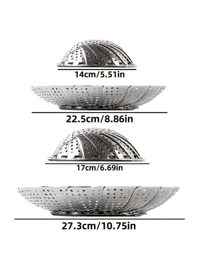1 × سلة تبخير قابلة للطي للخدمة الشاقة، قاعدة تبخير قابلة للطي موفرة للمساحة، تصميم شبكي مفتوح متوافقة مع الميكروويف والغلاية وموقد الحث، مصنوعة من الفولاذ المقاوم للصدأ، سهلة التنظيف، مثالية للمنازل والمطاعم وشاحنات الطعام لتبخير الخضروات. - Image 4
