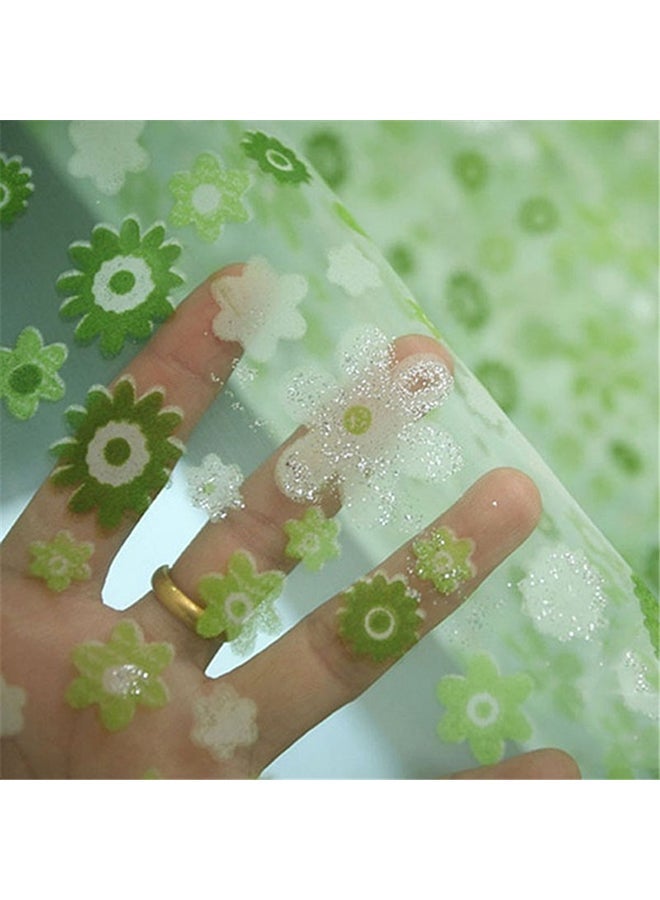 Floral Voile Window Door Curtain Green/White 100x200centimeter  - Image 3