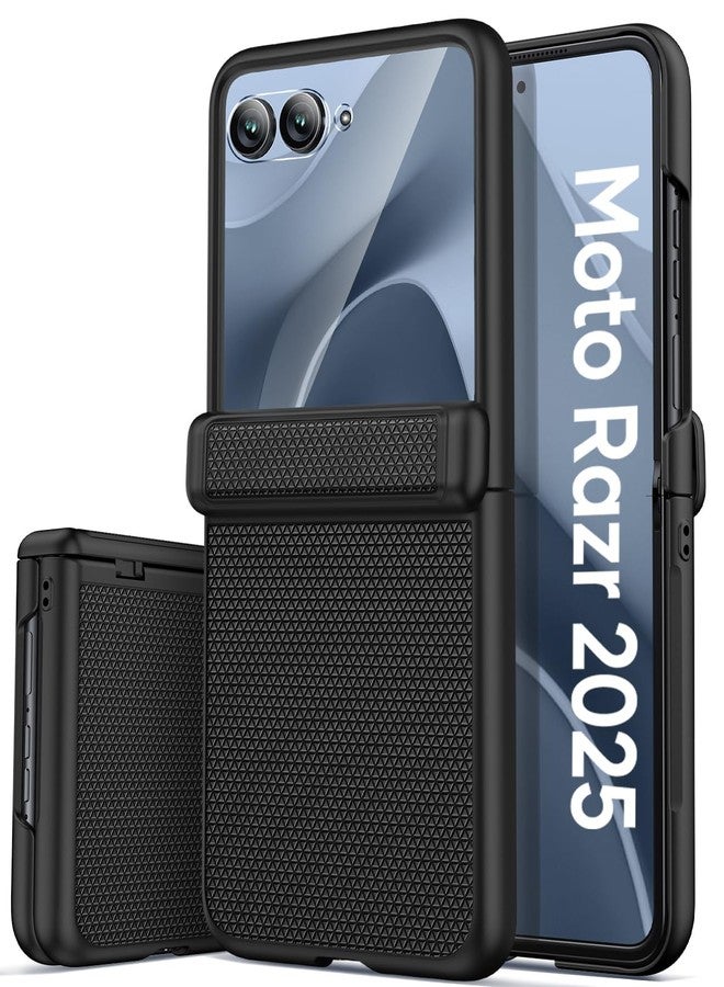 Vihibii جراب Vihibii لهاتف Motorola Razr 2025 مع حماية للمفصلات وواقي شاشة خارجي، تصميم أنيق ونحيف، ملمس مانع للانزلاق، متين ومقاوم للصدمات، غطاء حماية كامل للهاتف Moto Razr 5G 2025، أسود - Image 1